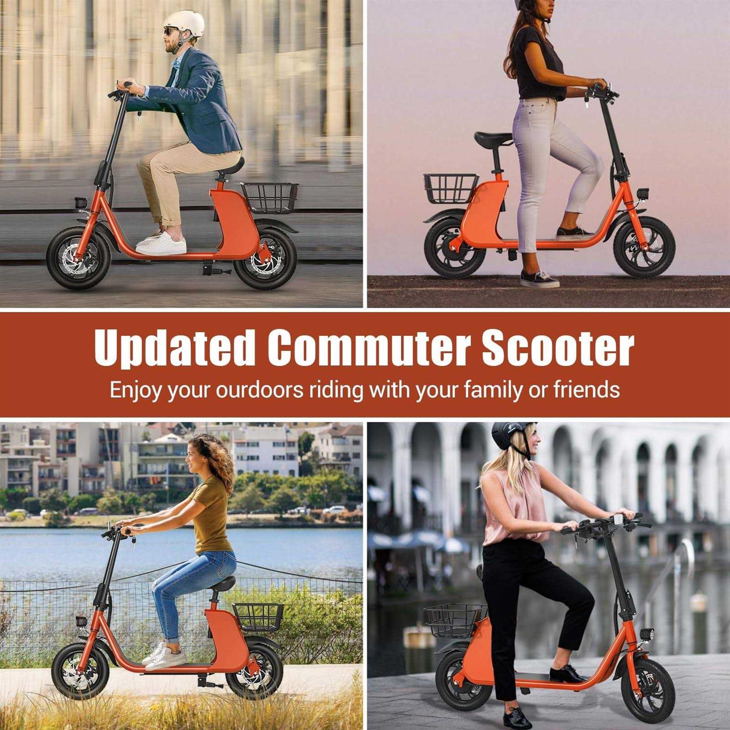 Ridwind 450w Electric Scooter Adults with Seat Foldable 36v Battery E ...